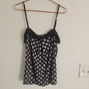 Banana Republic Black and Cream Patterned Camisole